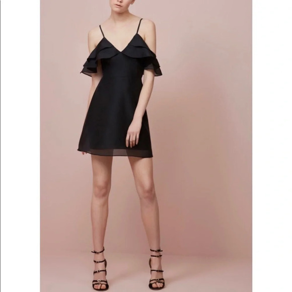Keepsake the Label lost lover ruffled black mini dress M NWT - Picture 1 of 8